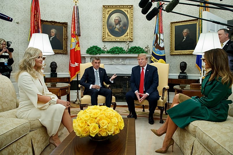 FILE: US President Donald Trump and first lady Melania Trump meet Czech Prime Minister Andrej Babiš and his wife Monika Babišova in the Oval Office, 7 March 2019