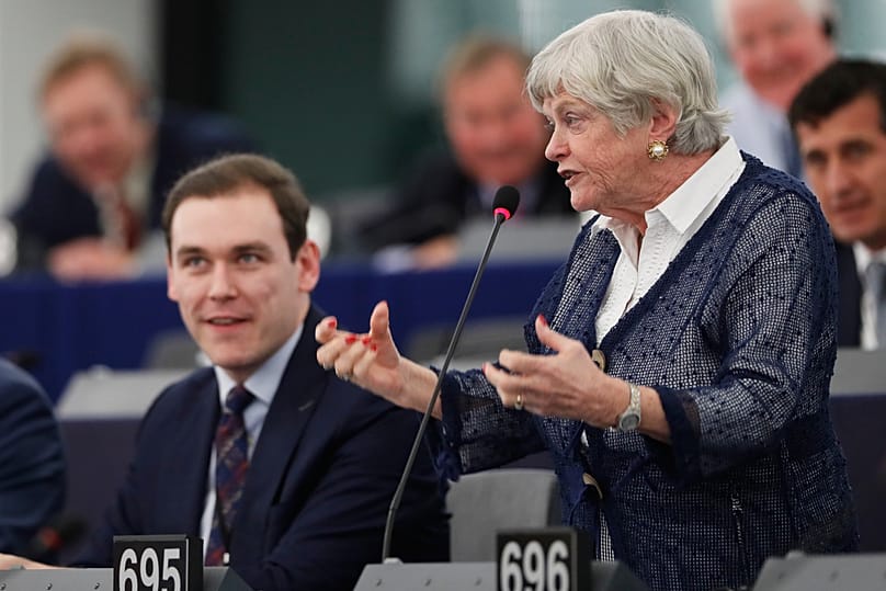 Britain's European parliament member Ann Widdecombe speaks during a debate at the European Parliament in Strasbourg, 14 January, 2020