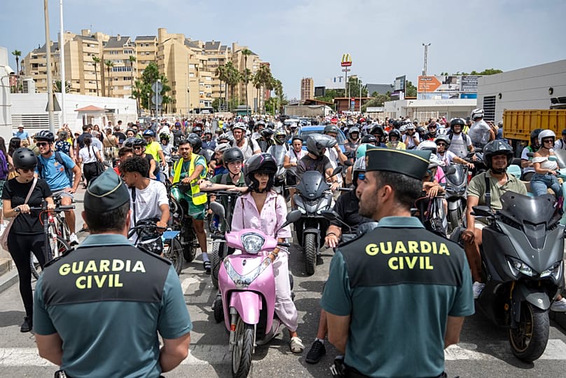 Motorists cross the Gibraltar-Spain border on the first day of passport-free travel, 15 July, 2026