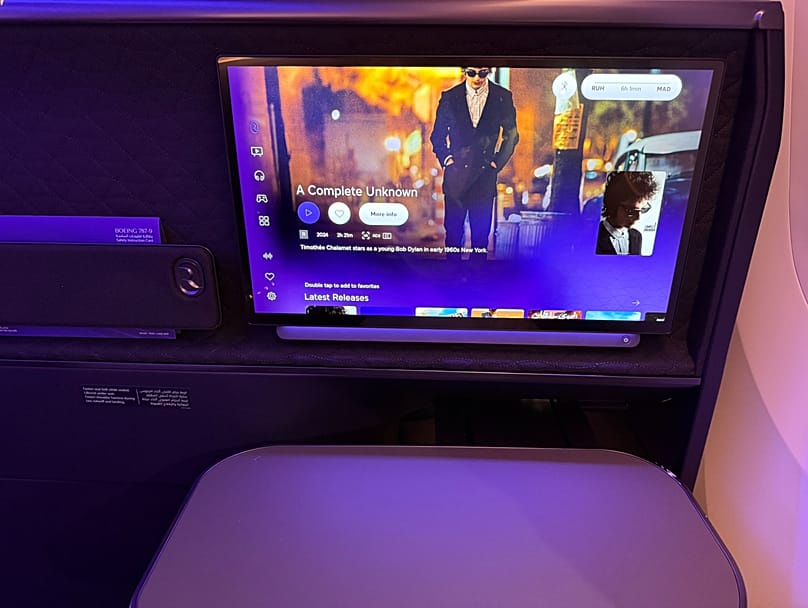 The screen on board is 32 inches, and there are all the latest titles in the in-flight entertainment system