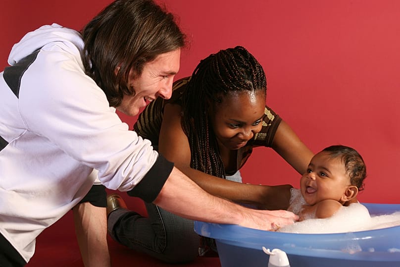 FILE: Fun in a tub with Lionel Messi, Sheila Ebana and her baby Lamine Yamal in 2007