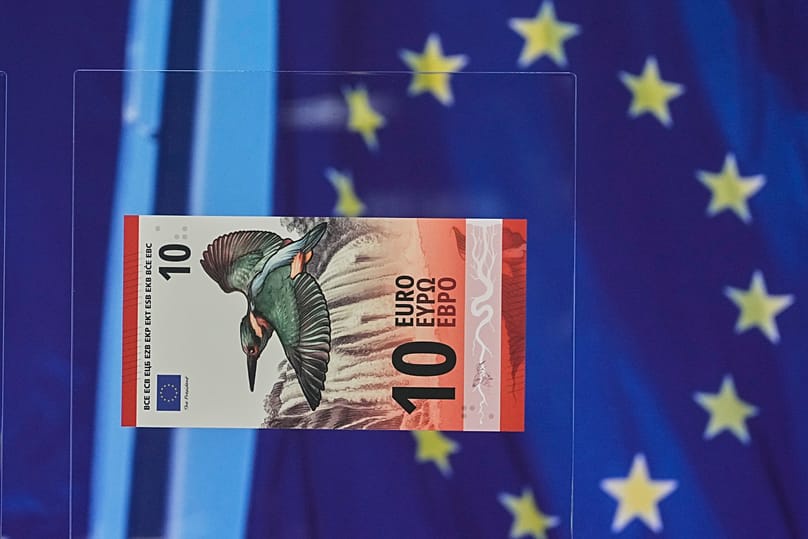 The nature-themed proposal for the 10 euro banknote, unveiled on Thursday 23 July 2026 in Frankfurt, Germany