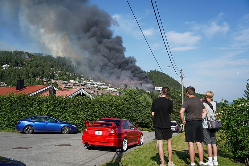 Fire in the village of Krokstadelva, in Drammen, Norway, Friday 17 July 2026