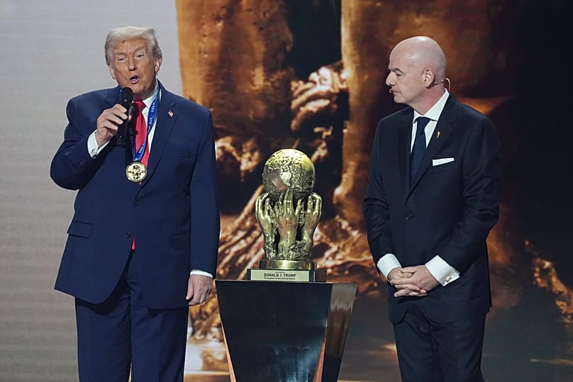 FILE: Donald Trump and Gianni Infantino at the inaugural FIFA Peace Prize ceremony - December 2025