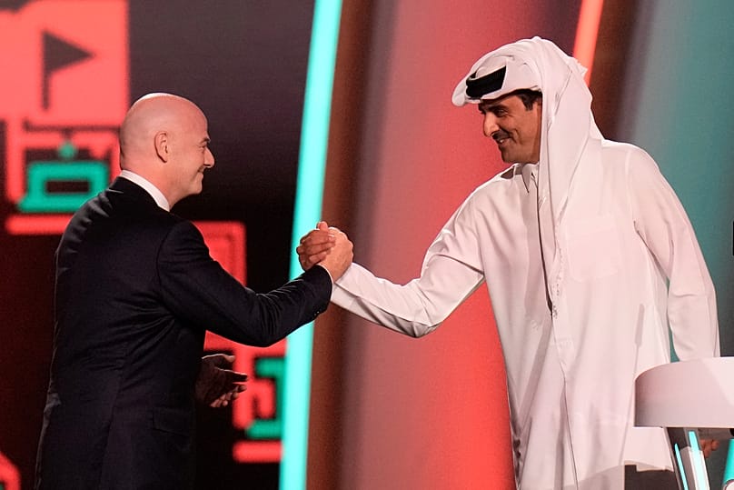 FILE: Gianni Infantino and Emir of Qatar Sheikh Tamim bin Hamad Al Thani - April 2022