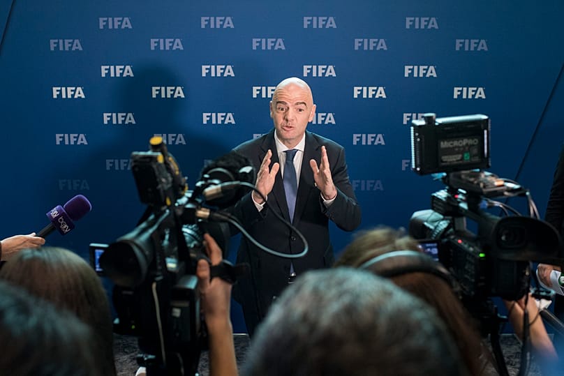FILE: Gianni Infantino at a press conference after the FIFA Council - October 2016