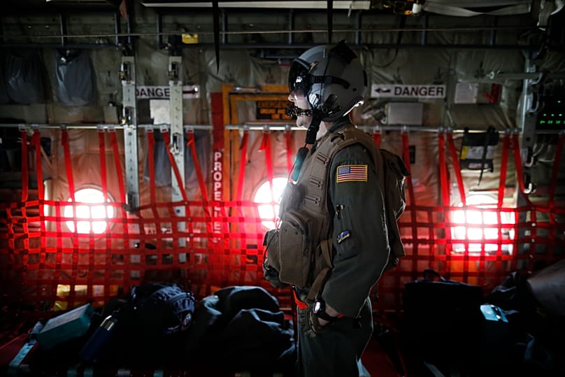 A US soldier takes part in a joint aerial drills called Vigilant Ace between US and South Korea at the Osan Air Base in Pyeongtaek, 6 December, 2017