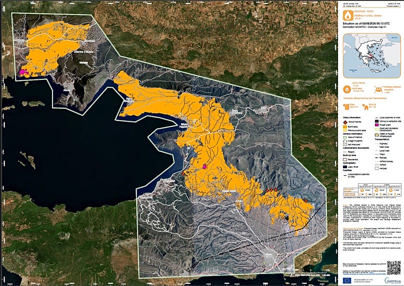 Satellite image from the Copernicus Service /Emergency Management Service - Mapping EU