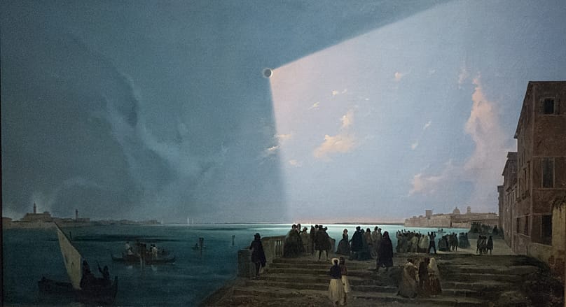 'Solar eclipse at Fondamenta Nove' - Ippolito Caffi
