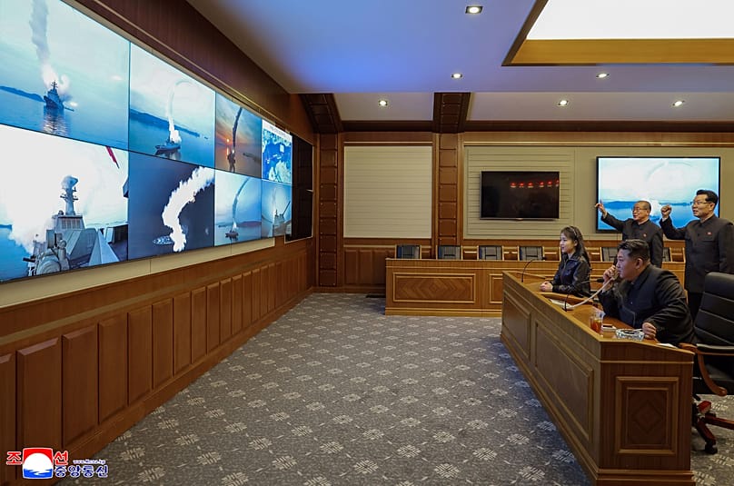 Kim Jong-un watches what the government says are cruise missiles launches from a naval destroyer, 10 March, 2026