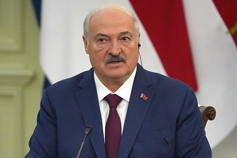 Belarusian President Alexander Lukashenko speaks to journalists during a joint press conference with Indonesian President Prabowo Subianto at Merdeka Palace in Jakarta.
