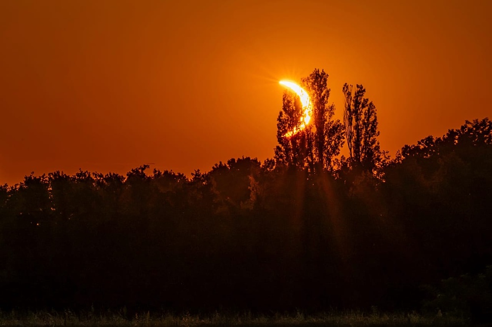 The partial solar eclipse progresses in Villelaure, France