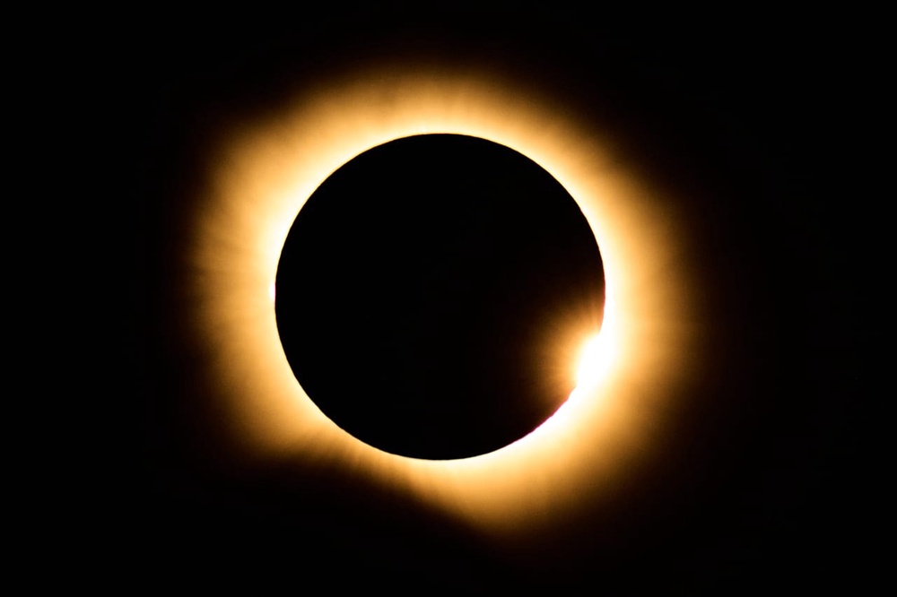 A total solar eclipse is seen from Berlanga de Duero, central Spain