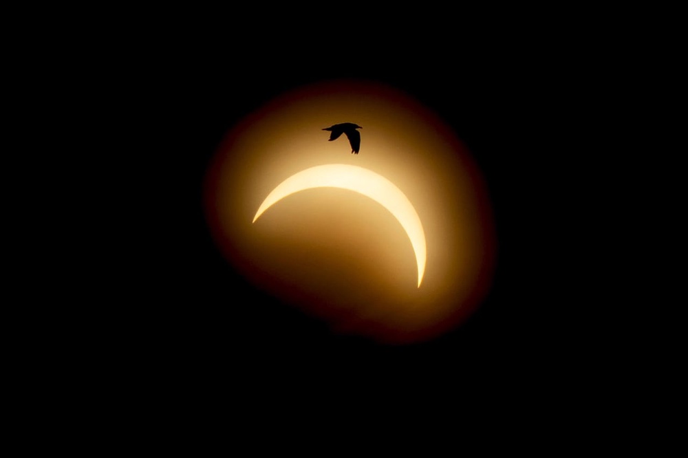 The solar eclipse at Mariager Fjord, Denmark