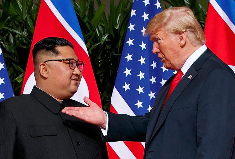 US President Donald Trump meets with North Korean leader Kim Jong Un on Sentosa Island in Singapore, 12 June, 2018