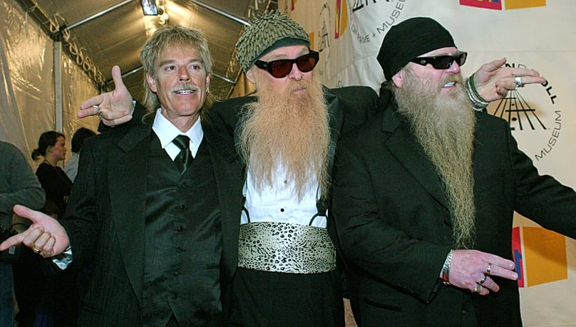 ZZ Top drummer Frank Beard, lead singer and guitarist Billy F. Gibbons and bass player Dusty Hill at the 19th Annual Rock and Roll Hall of Fame ceremony - 2004