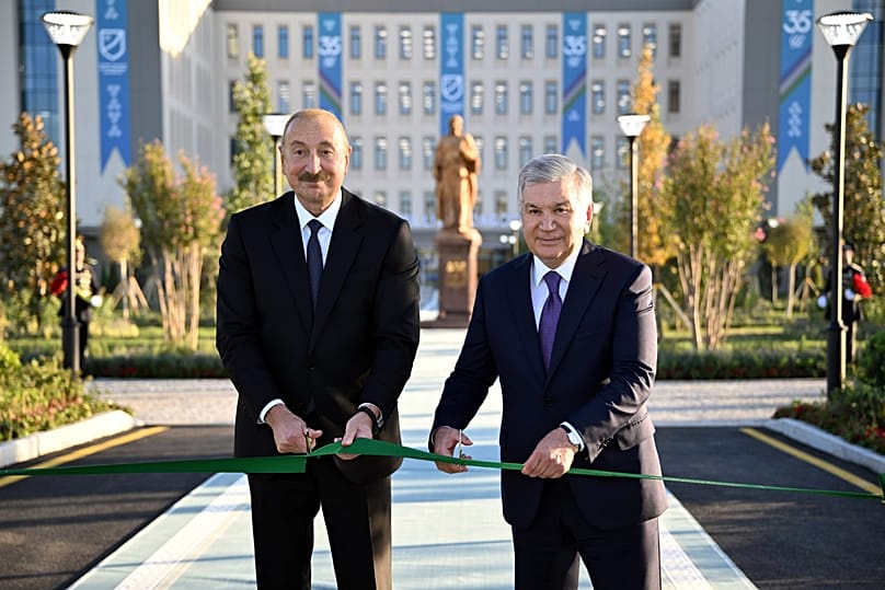 Presidents of Azerbaijan and Uzbekistan inaugurate the new campus of the Nizami National Pedagogical University in New Tashkent.