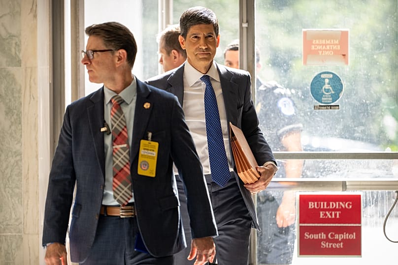 FILE. Federal Reserve Chairman Kevin Warsh arrives to appear before the House Financial Services Committee on Capitol Hill, 14 July 2026