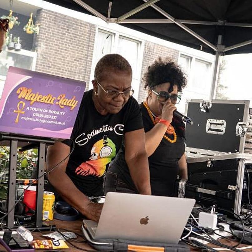 Lady Banton (pictured left) on decks at Notting Hill Carnival 