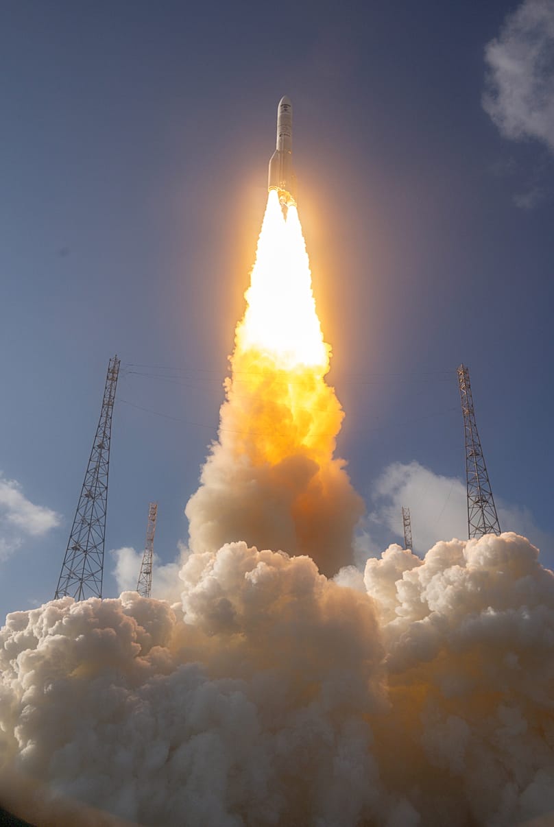 The MTG-I2 satellite, launched on board an Ariane 6 rocket from Europe’s spaceport in French Guiana on 27 August 2026.