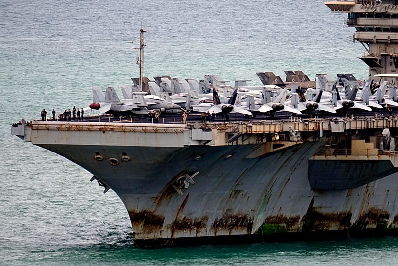 The US Navy aircraft carrier USS Abraham Lincoln arrives at the port in Laem Chabang, 2 September, 2026