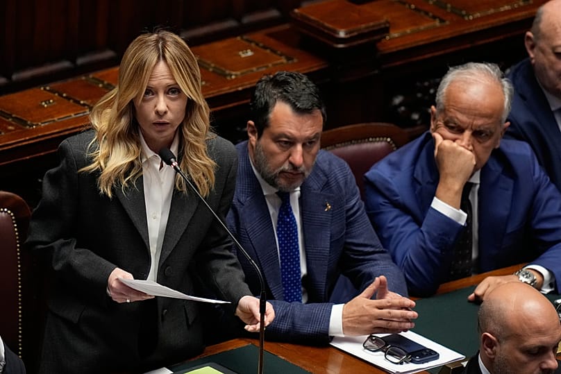 Italian Premier Giorgia Meloni addresses to the lower chamber of parliament in Rome, 9 April, 2026