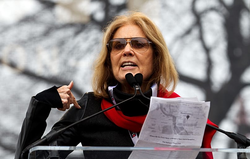 Gloria Steinem speaks to the crowd during the women's march rally in the Trump inauguration protest - 21 Jan. 2017