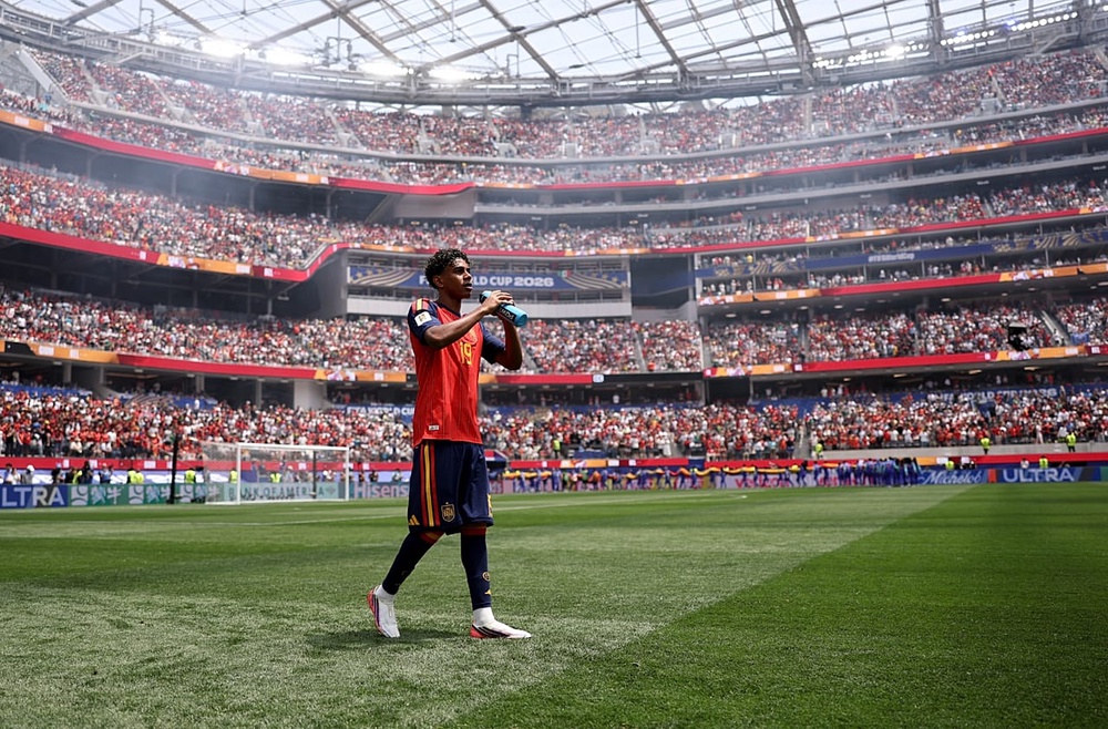 Lamine Yamal pictured during Spain's clash against Belgium at the 2026 World Cup. 