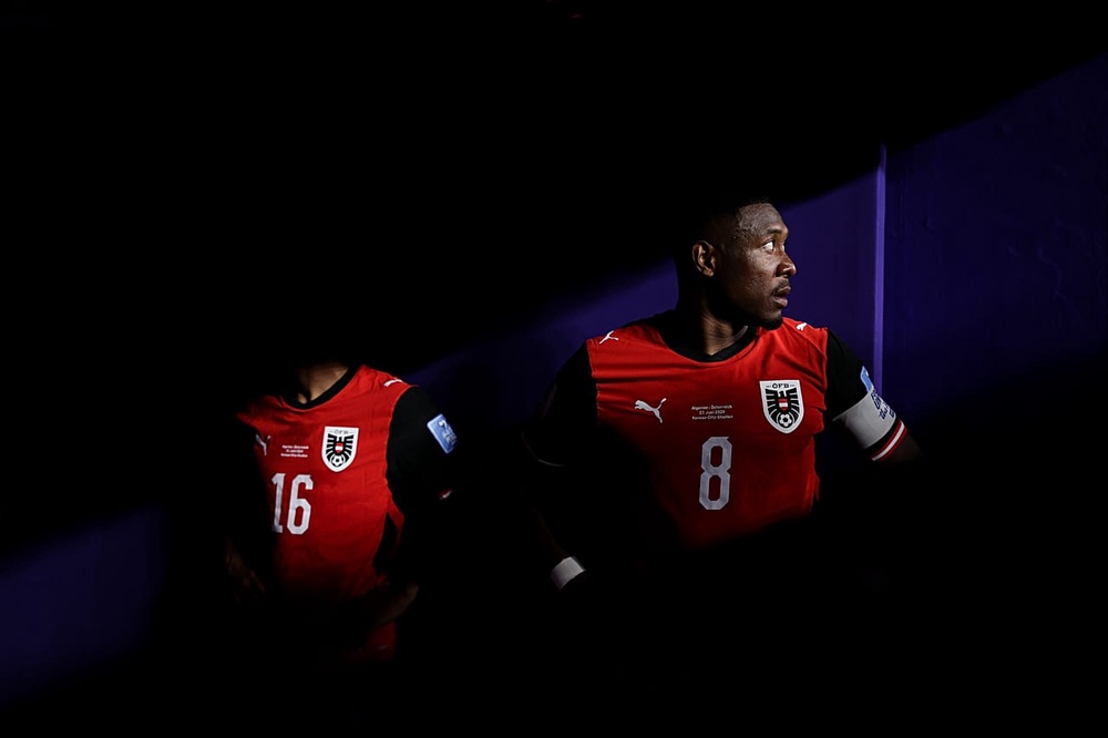 David Alaba of Austria pictured in the player's tunnel at the 2026 World Cup