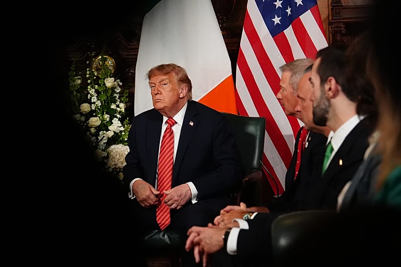 US President Donald Trump during a meeting with Ireland's Prime Minister Micheál Martin at Farmleigh House in Dublin, Saturday, Sept. 12, 2026