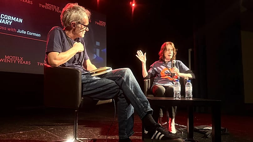 Julie Corman with João Monteiro, MOTELX director, at Saturday's 