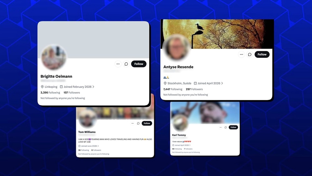 These accounts are listed as being based on X as in Nigeria, Ghana, and parts of Asia.