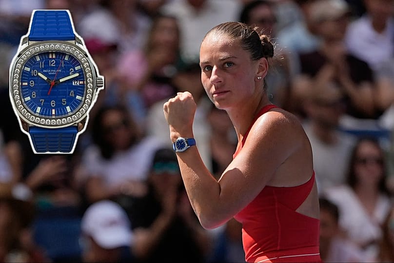 Personal best: Marta Kostyuk's Patek Philippe Aquanaut Luce on display during her fourth round match against Linda Noskova, New York, 6 September 2026