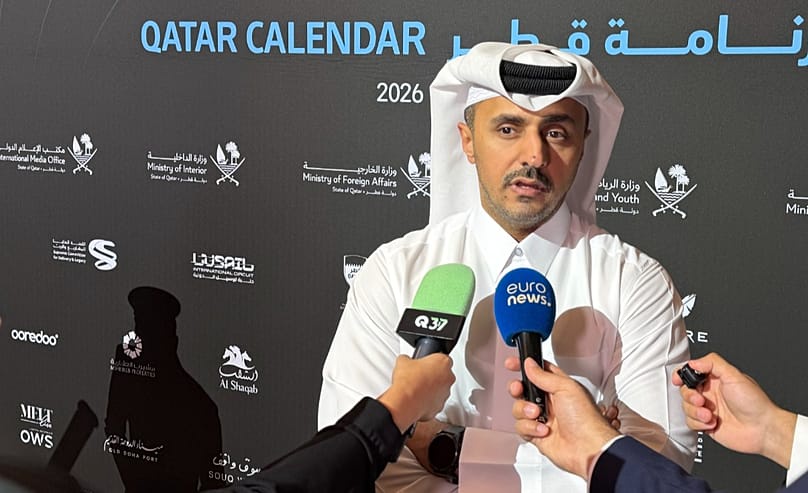 Jassim Al Mahmoud, Director of Communications at Visit Qatar, speaks to Euronews during the Qatar Calendar 2026-2027 launch in Doha