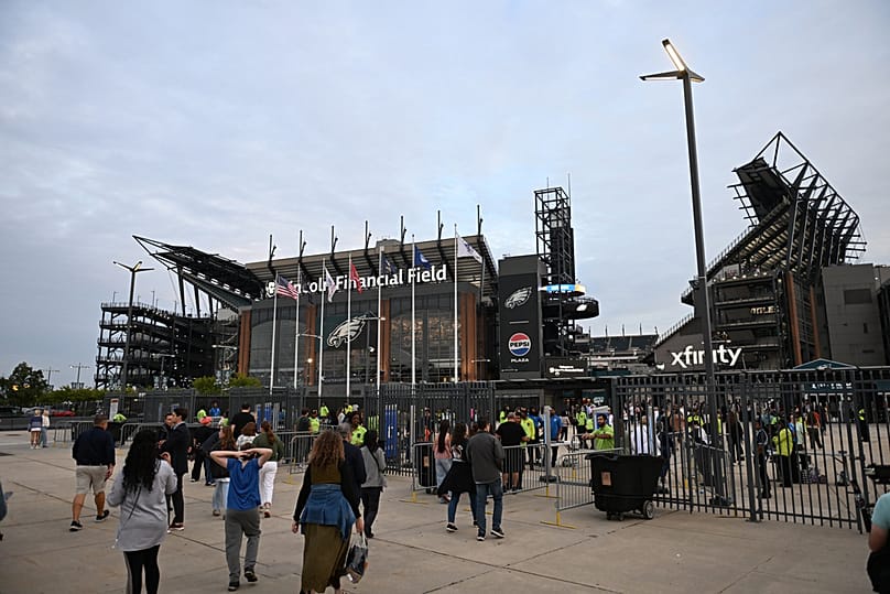 Concert goers arrive to Lincoln Financial Field before an Ed Sheeran concert in Philadelphia, Saturday, Sept. 19, 2026