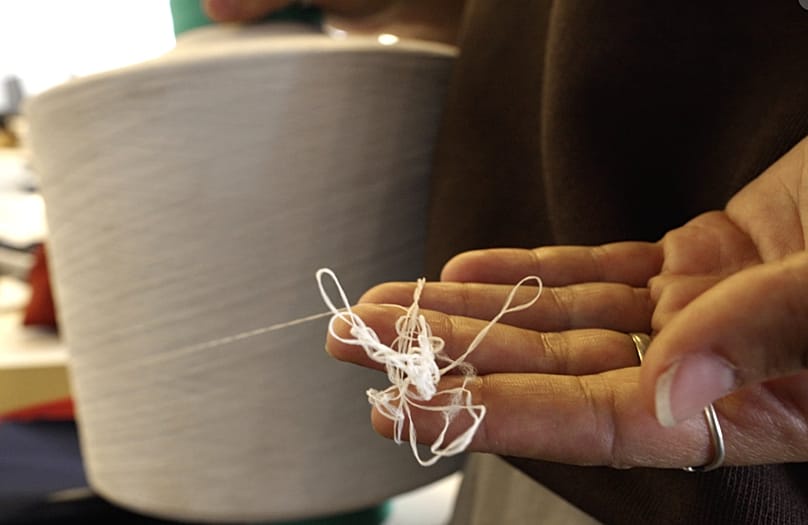 Ocean Yarn, the fiber produced from plastic bottles recovered from the sea.