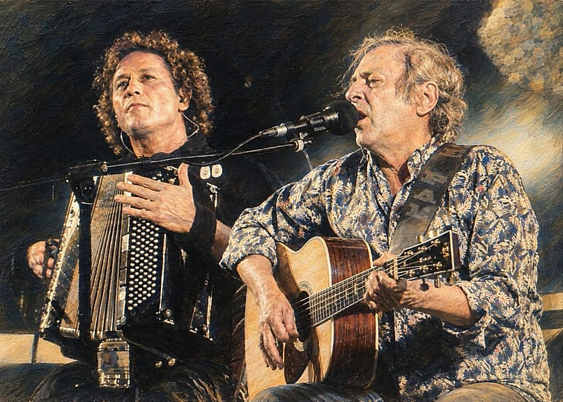 Gabriel Gomes and Jorge Palma performing together at the Almada Museum