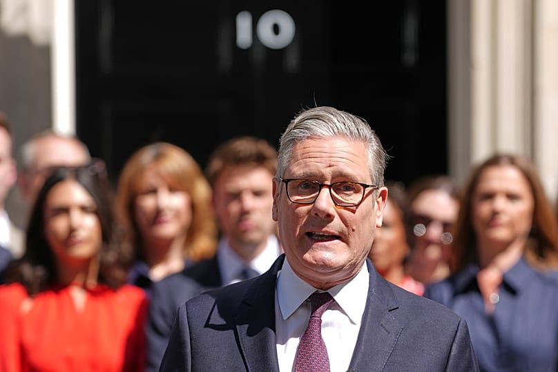 Britain's outgoing Prime Minister Keir Starmer speaks as he leaves 10 Downing Street in London, 20 July, 2026