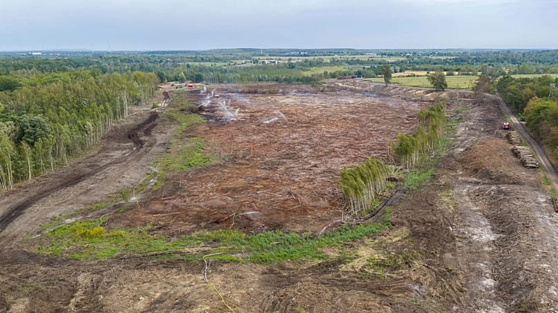 View of the coal slurry basin near Mumsdorf