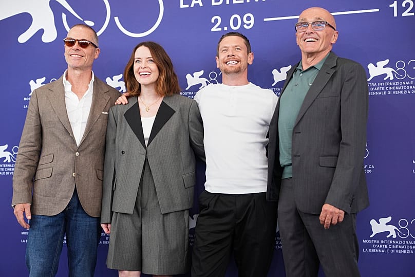 Guy Pearce, Claire Foy, Jack O'Connell and director Danny Boyle at this year's Venice Film Festival for the premiere of Ink 