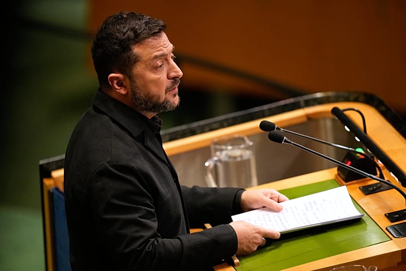 Ukraine's President Volodymyr Zelenskyy speaks during the 81st session of the United Nations General Assembly at United Nations headquarters, 23 September, 2026