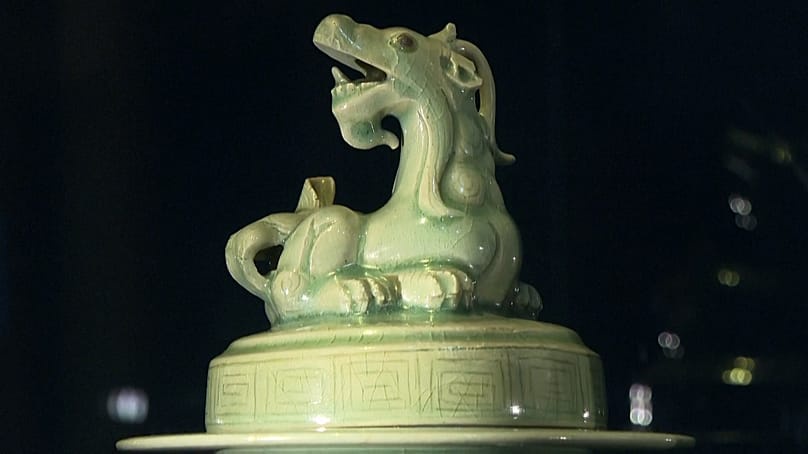 Incense burner with the mythical creature, Girin, from AD 1100-1200, on display at new ‘Korea' exhibition at the British Museum.