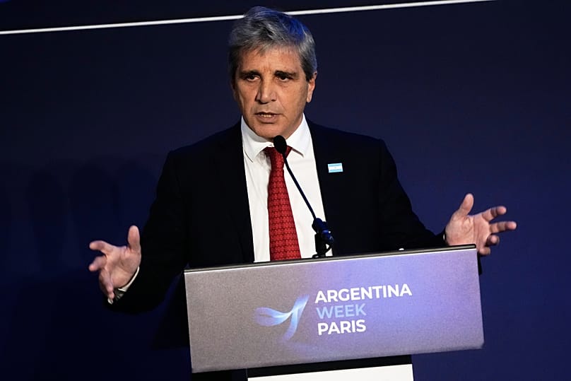 Argentina's Minister of Economy Luis Caputo delivers a statement at the Organisation for Economic Co-operation and Development (OECD) headquarters on 1 October 2026.