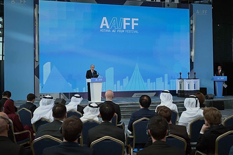 President Tokayev at the opening of the Astana AI Film Festival.