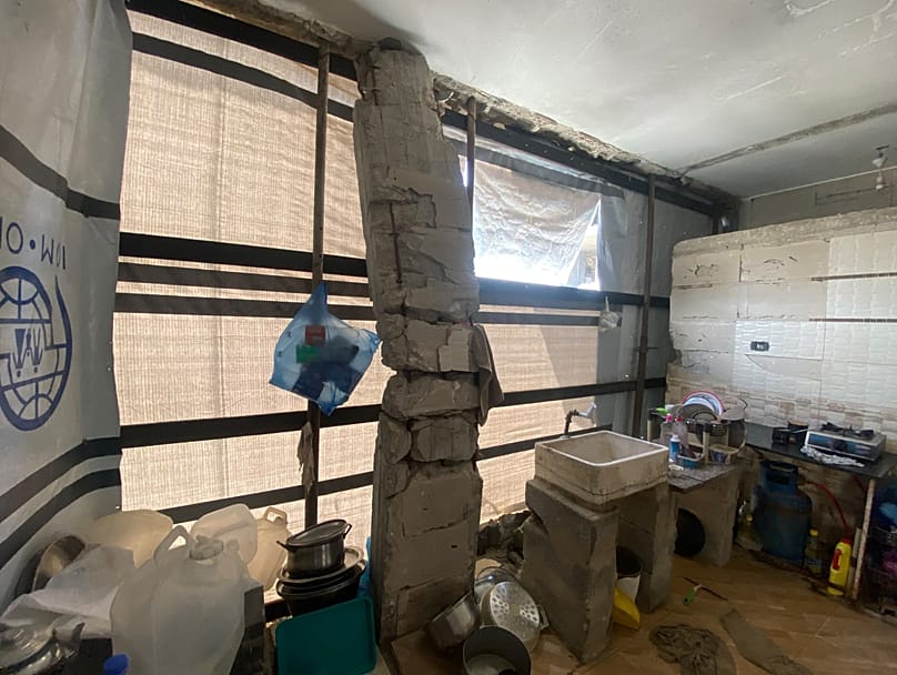 A room inside a house damaged by Israeli shelling, Al-Mughraqa, west of Gaza City