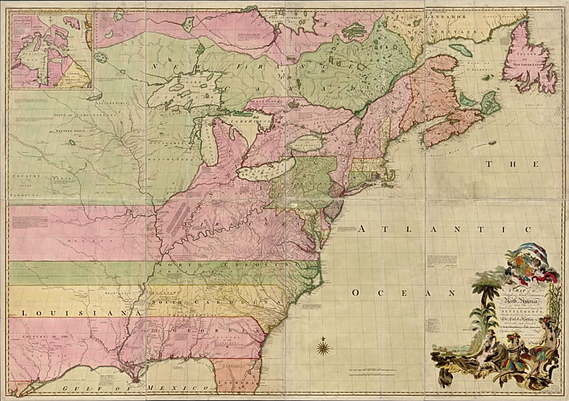 A map of the British and French dominions in North America, John Mitchell, 1755. 