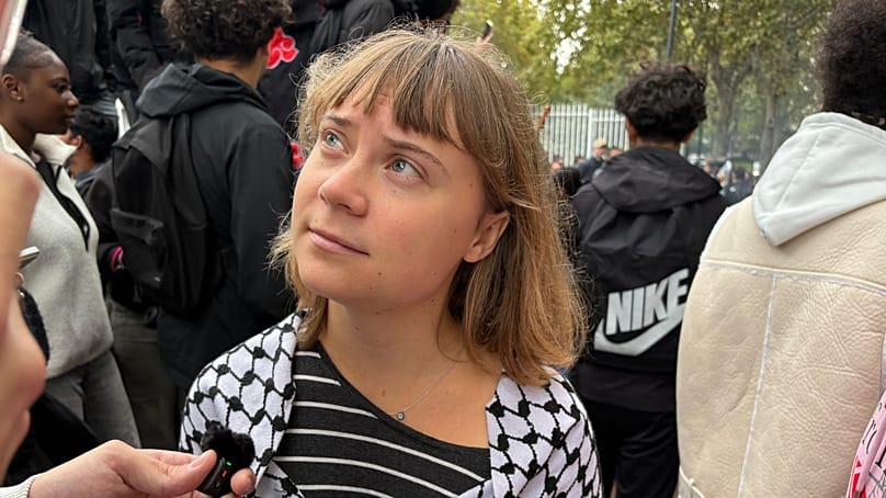Activist Greta Thunberg attended a protest at Paul Eluard high school on the outskirts of Paris. 13 October, 2026.