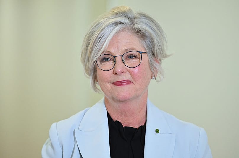 Australian independent member of parliament Helen Haines speaks to journalists in the Press Gallery at Parliament House in Canberra, 8 September, 2026