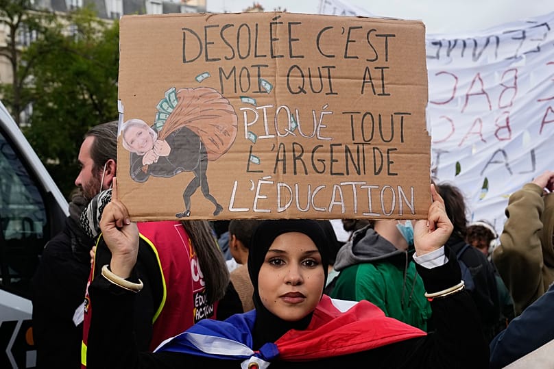 Protester at a demonstration against the state of education in France