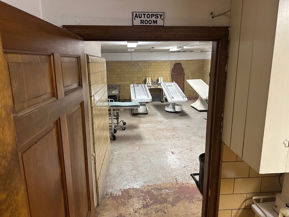 Entrance to the autopsy room at Mortuary Manor in Toledo, Ohio 